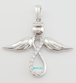 Diamond Infinity Angel Pendant 0.06 ct 14k White Gold 22.5mm 1.4 Grams