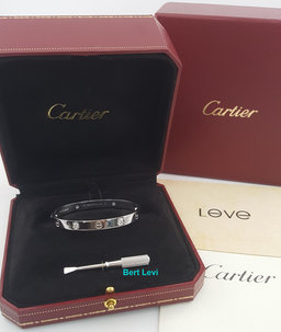 Cartier LOVE 18K White Gold 4 Diamonds 0.42 ct Bracelet SZ 16 Rtl $14,000