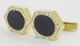 Oval Black Onyx Diamond 18k Yellow Gold Cufflinks 1 ct 27 Grams