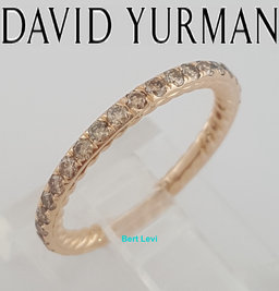 David Yurman Eden Cognac Diamond Eternity Ring 18k Rose Gold 2 mm 0.59ct $1,950
