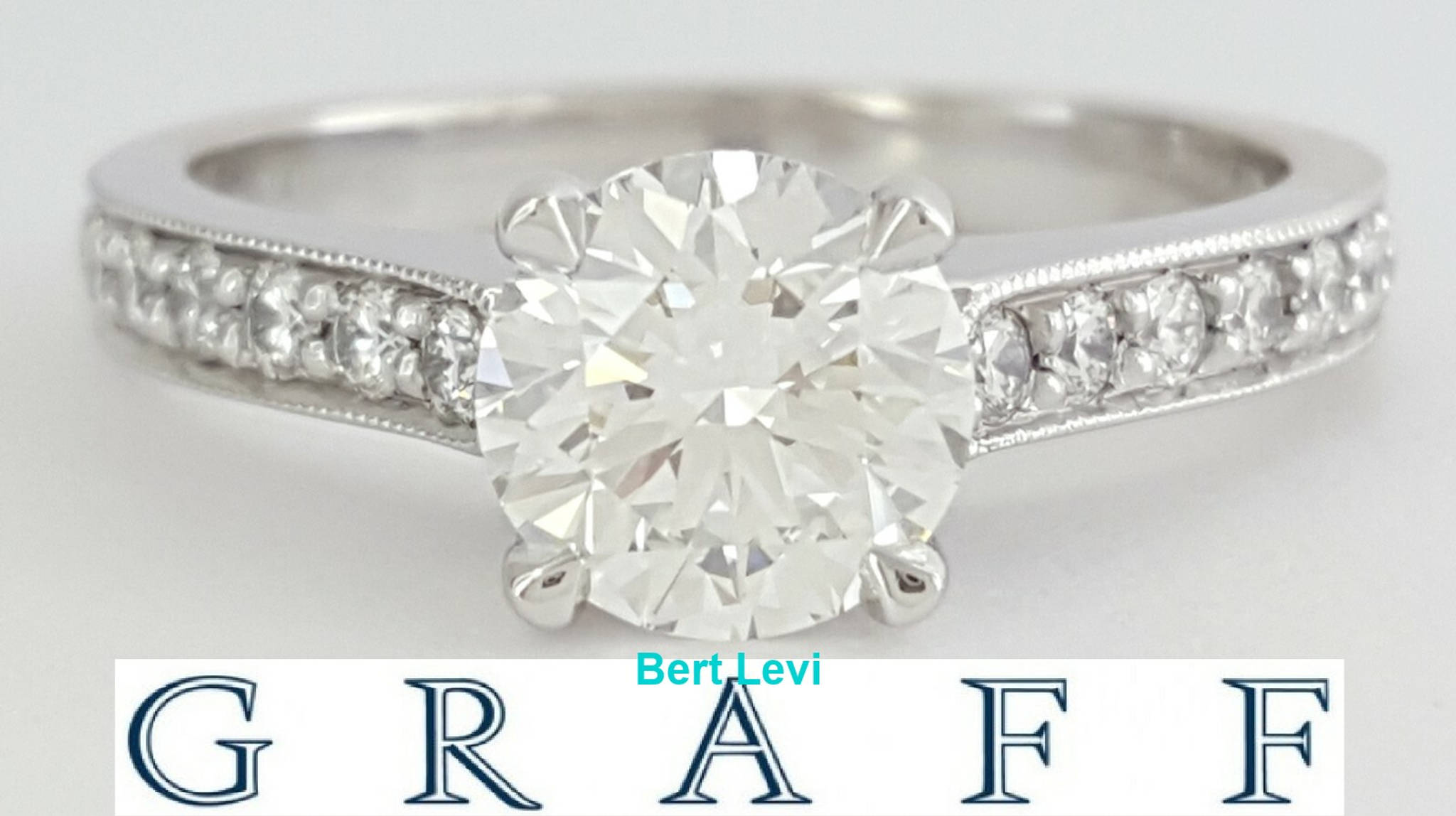 GRAFF Round Cut Diamond 1.22 ct 18k & Platinum Engagement Ring GIA G/VVS2 3EX