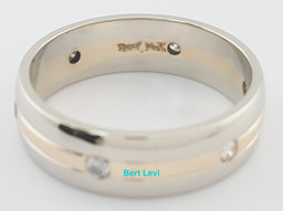 14k White & Rose Gold 0.24 ct Diamond Men's Wedding Band Ring 6.5 mm