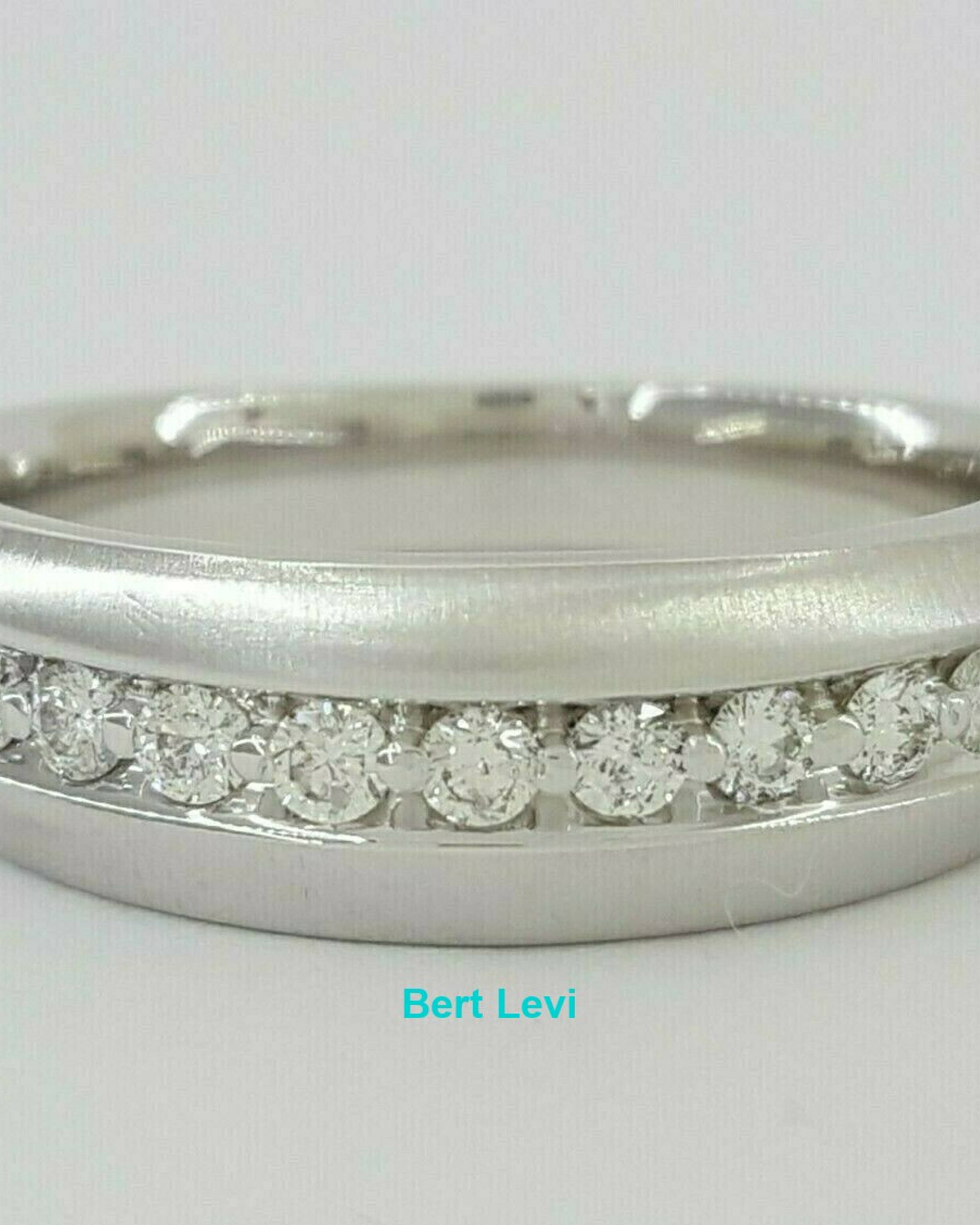 0.30 ct 14K White Gold Round Cut Diamond Channel Set Wedding Band Ring 6.3mm