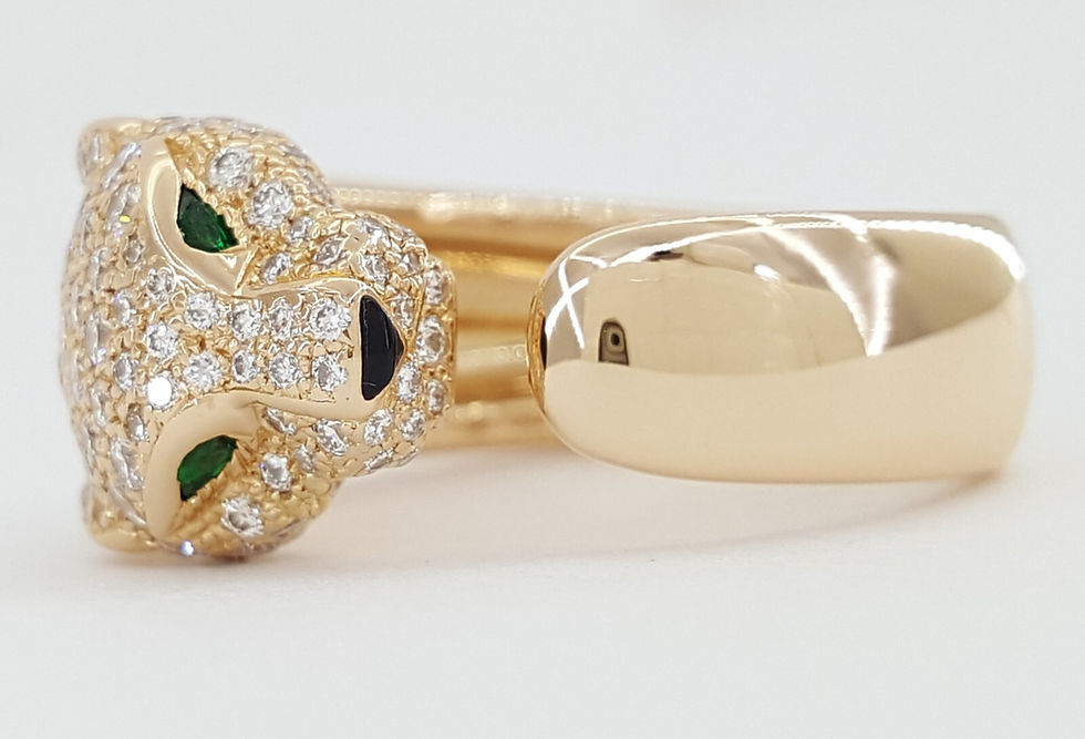 Thumbnail: Cartier Panthere Diamond Emerald 18K Rose Gold Ring 1.15 ct 11mm Sz54 Rtl $27.8K