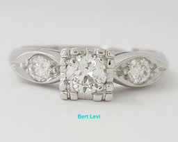 0.53 ct Antique Vintage Platinum Round Transition Cut Diamond Engagement Ring