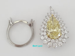 Vintage Pear Fancy Yellow 10 ct Diamond Ring Pendant Platinum GIA
