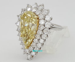 Vintage Pear Fancy Yellow 10 ct Diamond Ring Pendant Platinum GIA
