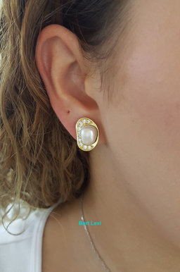 Tiffany & Co Vintage Earclips Clip-On Earrings Pearl & 0.5 ct Diamond 18K Gold
