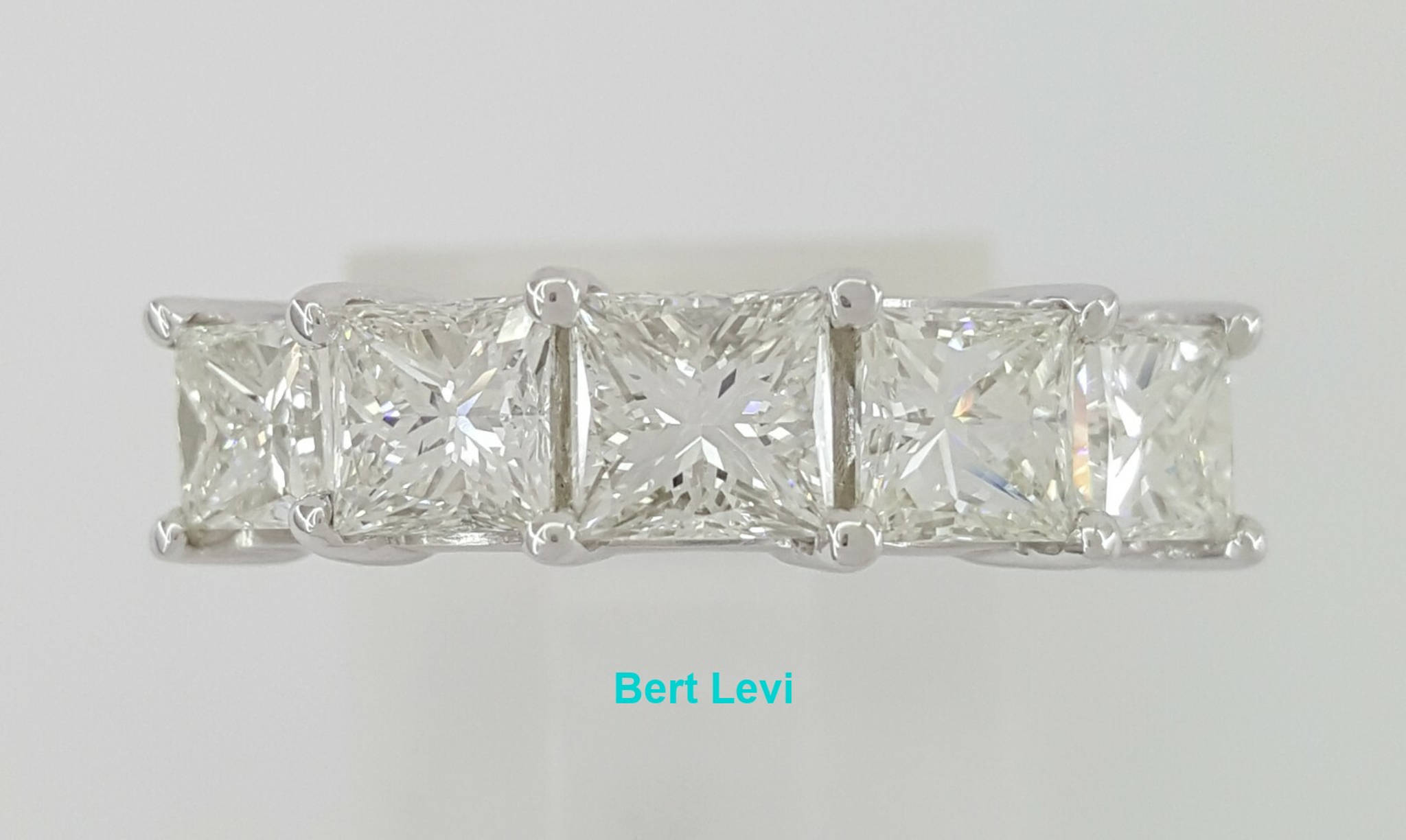 Platinum 5 Five Stone Princess Cut Diamond Ring 2.67 ct GIA Rtl $12,000 Sz 6