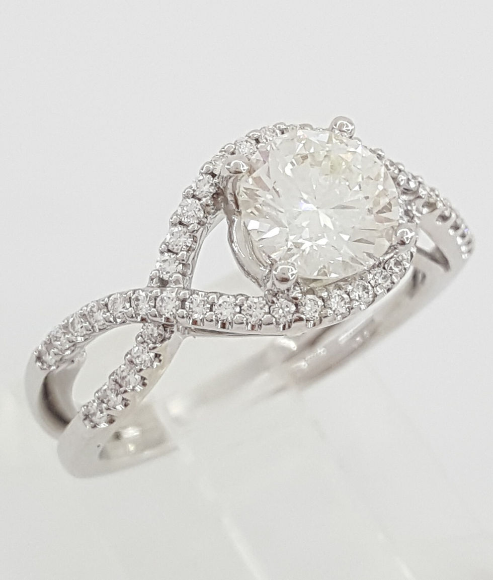 Thumbnail: Round Diamond Crossover Engagement Ring 1.3 ct 14K White Gold Rtl $8,500