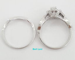 Round Diamond Double Halo Crossover Engagement Ring Set 1 ct 14k W Gold