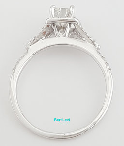 Emerald Cut Diamond Halo Engagement Ring 0.82 ct 14K White Gold Retail $3495