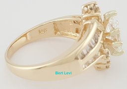 Vintage Marquise Diamond Halo Engagement Ring 1.71 ct 14k Yellow Gold