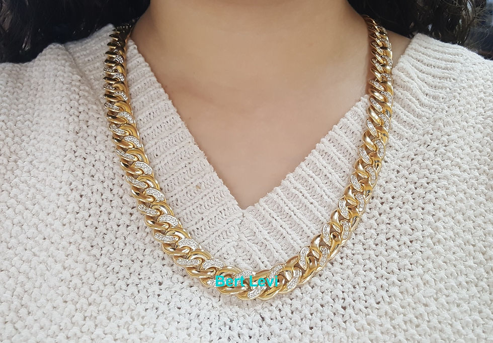Thumbnail: Diamond Cuban Chain Necklace 6 ct 18K Yellow Gold Germany 13.5 mm 244.5 Grams