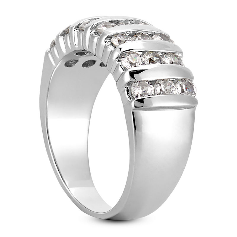 Thumbnail: Ladies 14KT White Gold Platinum Round Diamond Wedding Band WB2203-15