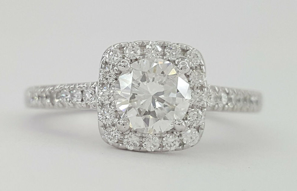 MARCHESA 1.13 ct 18K White Gold Round Cut Diamond Halo Engagement Ring GIA $6K