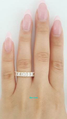 Emerald Cut Diamond Full Circle Eternity Wedding Anniv. Ring 4.2 ct 14K $13.6K