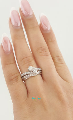 Ever Us Two Stone Round Diamond Engagement Ring Set 14k White Gold 1.12 ct $3648