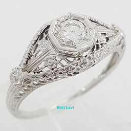 Vintage Art Deco Diamond Engagement Ring 0.3 ct 18k White Gold