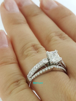 Radiant Cut Diamond Engagement Ring 1.6 ct 18K White Gold Retail $9,500 F / SI1