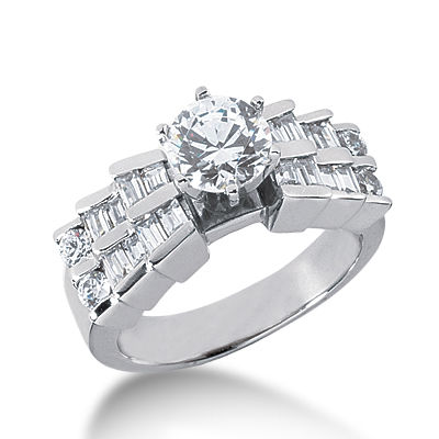 Ladies 14KT White Gold Platinum Fancy Engagement Ring ENR1319