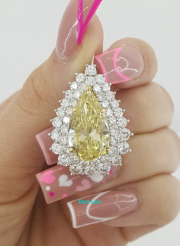 Vintage Pear Fancy Yellow 10 ct Diamond Ring Pendant Platinum GIA