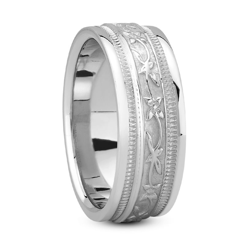 Ladies 14KT White Gold Platinum Traditional Wedding Band HM237