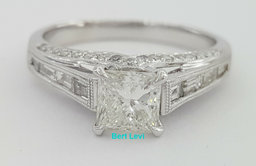 Princess Diamond Engagement Ring 1.67 ct 14K White Gold H/SI2 Retail $9,395
