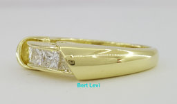 Channel Set Princess Cut 5-Stone Wedding Band Ring 5.6mm 0.85 ct 18K Yellow Gold