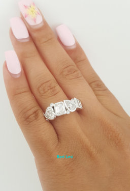 Emerald Princess Pear Heart Diamond Ring 2.79 ct 14K W Gold Retail $14.5K
