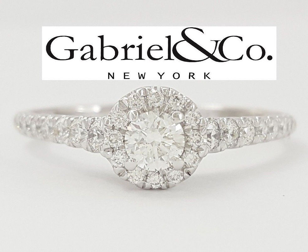 Gabriel & Co 0.66 ct 14K White Gold Round Cut Diamond Halo Engagement Ring