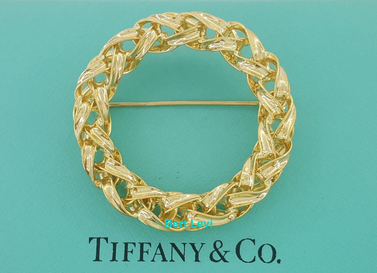 Tiffany & Co Vintage Circle Brooch Pin 14K Yellow Gold 12.8g 1.53" 1970's