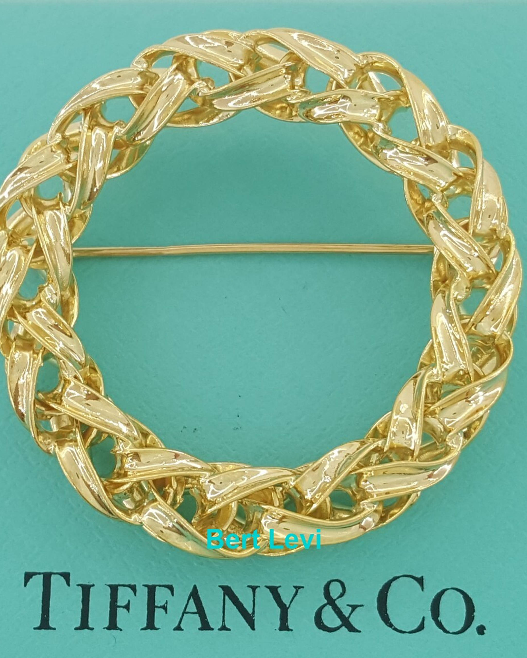 Tiffany & Co Vintage Circle Brooch Pin 14K Yellow Gold 12.8g 1.53" 1970's