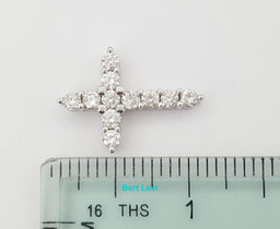 Round Brilliant Cut Diamond Cross Pendant 1.36 ct 14k White Gold 1" Retail $4K