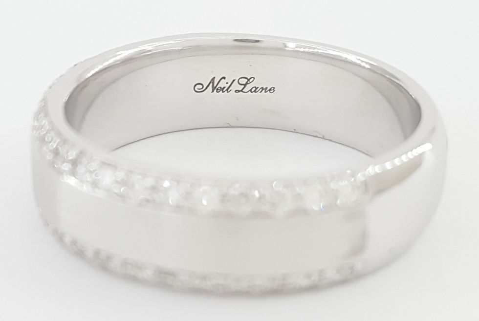 Thumbnail: Neil Lane Men's Diamond Wedding Band Ring 14k White Gold 0.55 ct 6 mm Rtl $3K