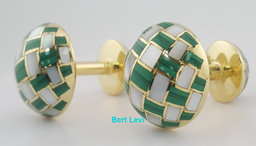 Vintage Tiffany & Co Malachite & MOP Cufflinks 18k Yellow Gold 14.2 Grams