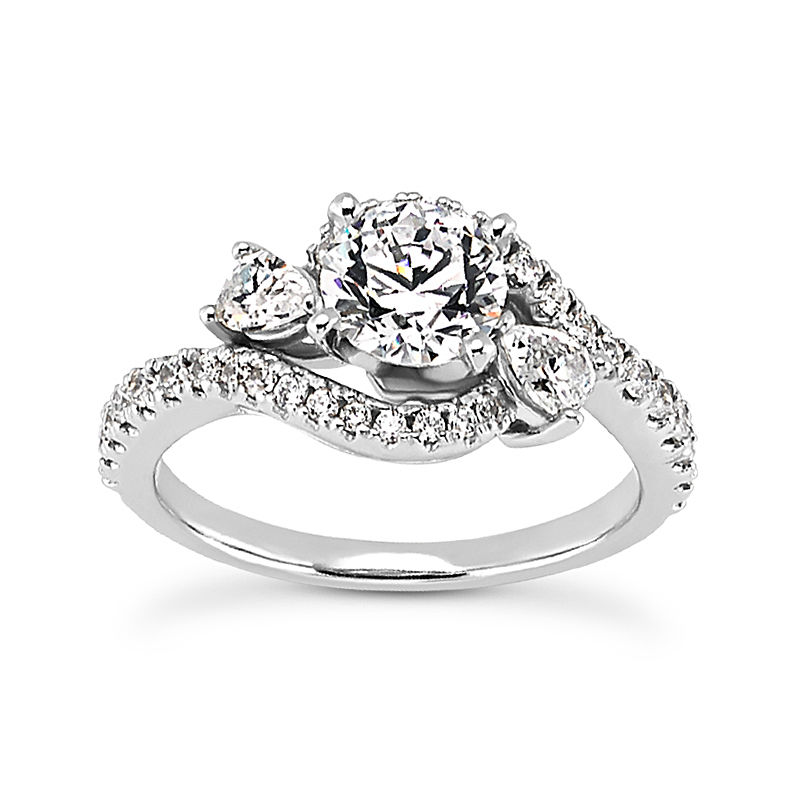 Ladies 14KT White Gold Platinum Fancy Engagement Set ENS2232-1.50-A
