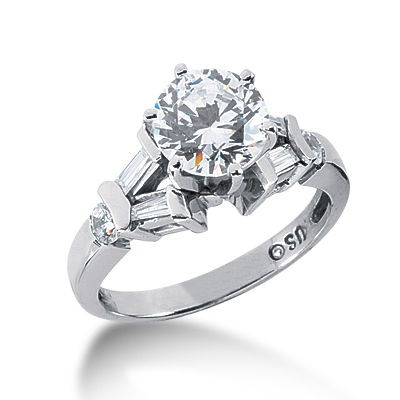 Ladies 14KT White Gold Platinum Fancy Engagement Ring ENR1661
