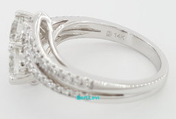 Bypass Crossover 2-Stone Round Diamond Engagement Ring 1.3 ct 14K White Gold