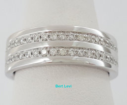 Two Row Round Diamond Channel Set 1 ct 14K White Gold Wedding Band / Ring 7.6mm