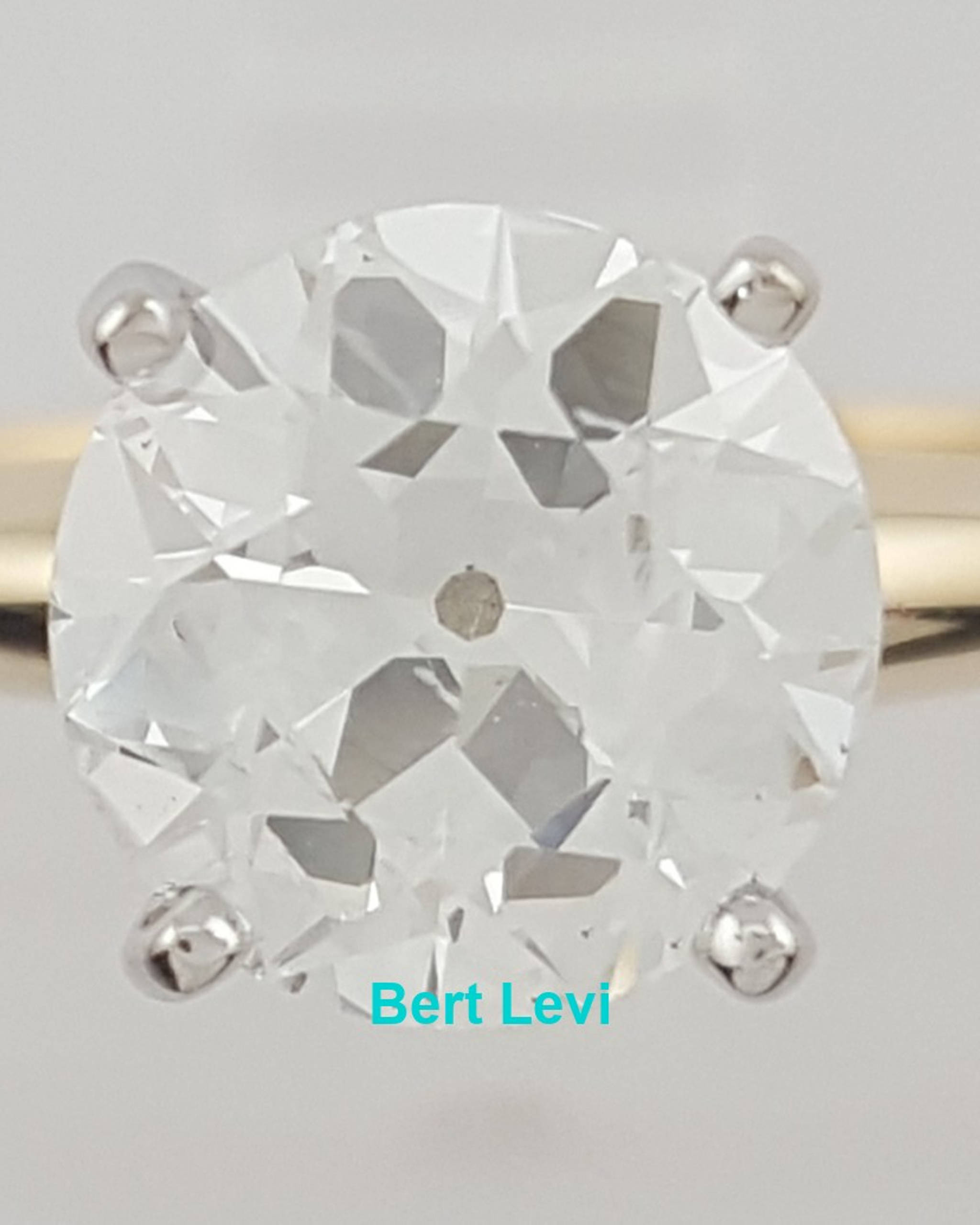 Antique Old European C Diamond Solitaire Engagement Ring 1.41 ct 14k 2-Tone Gold