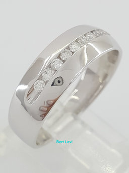 0.25 ct 14K White Gold Round Diamond Channel Set Men's Wedding Band Ring 7mm