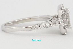 0.92 ct 14K White Gold Invisible Princess Cut Diamond Halo Engagement Ring
