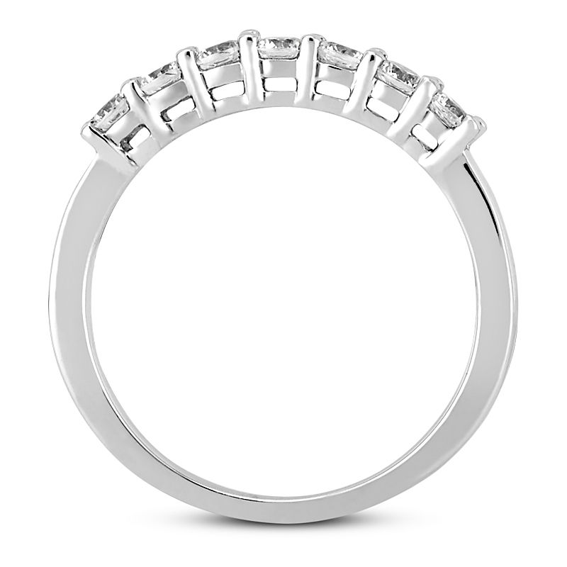 Thumbnail: Ladies 14KT White Gold Platinum Round Diamond Wedding Band WB2757