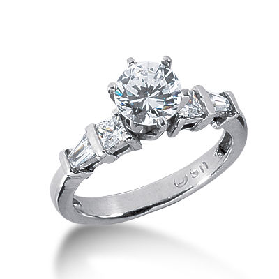 Ladies 14KT White Gold Platinum Fancy Engagement Ring ENR2247