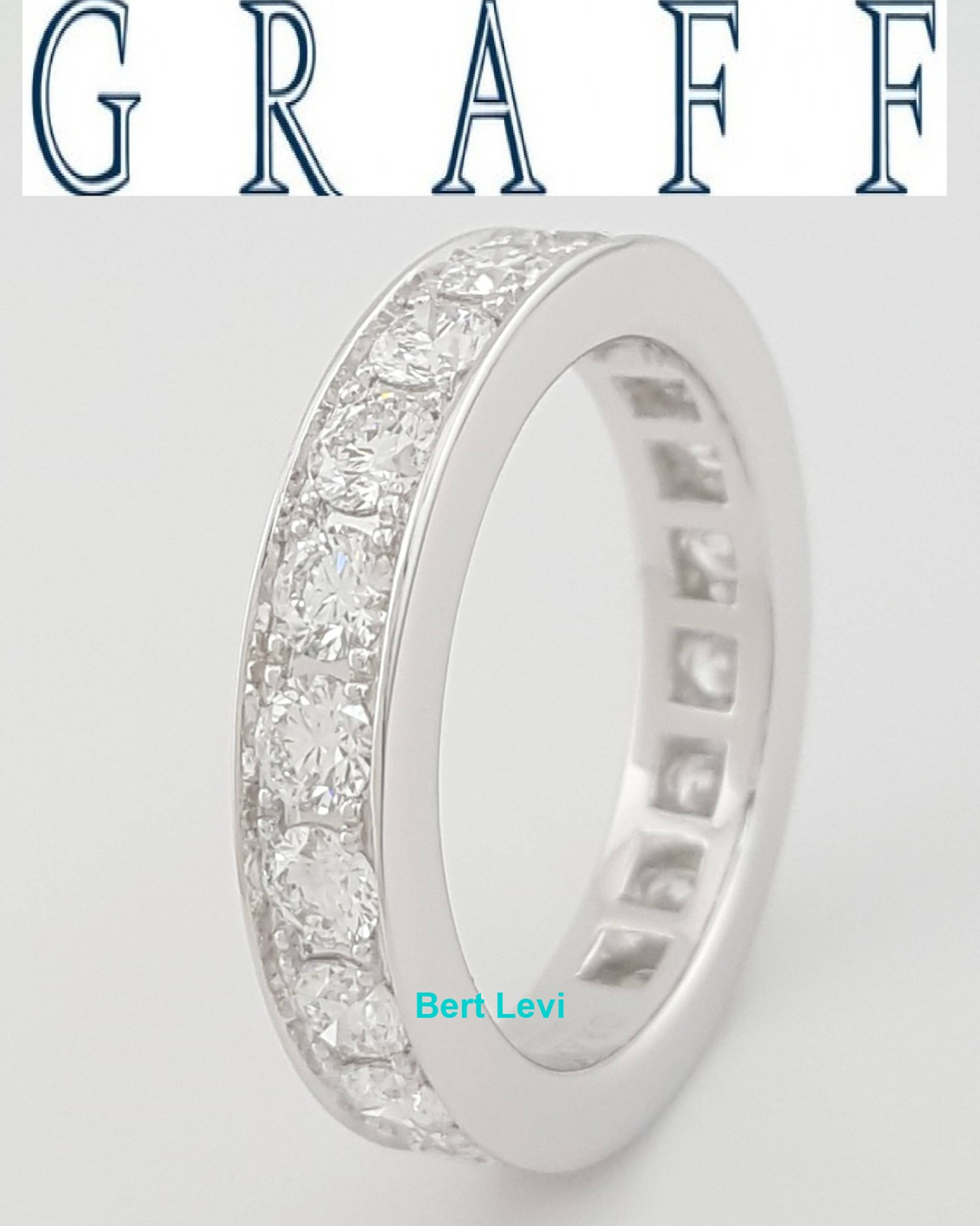 Graff Diamond Eternity Wedding Band 18k White Gold 2 ct 4mm Retail $13K
