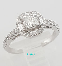 Natural Round Diamond Halo Engagement Ring 14k White Gold 0.71 ct