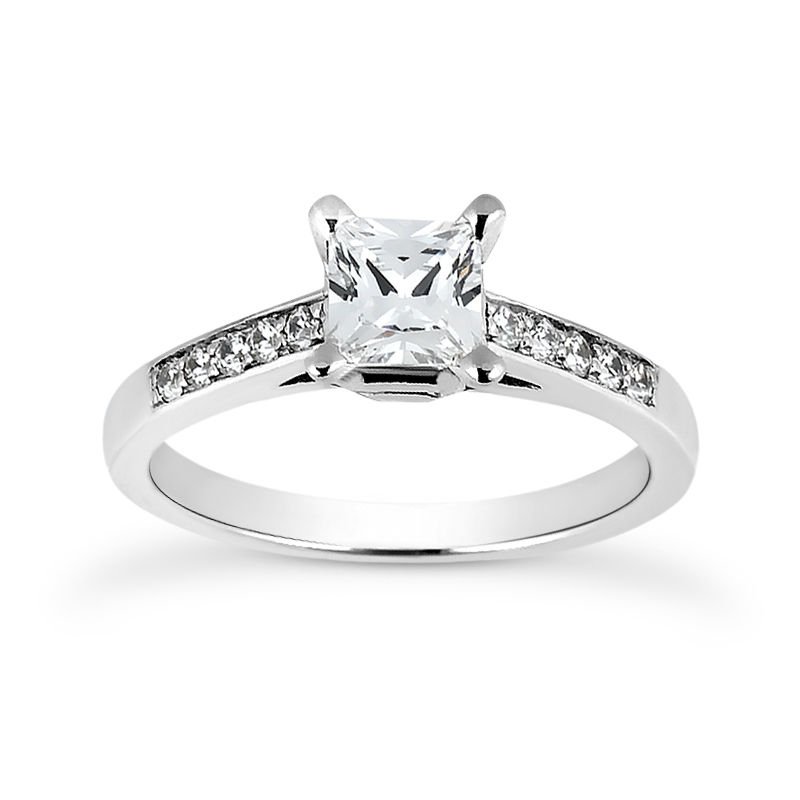 Ladies 14KT White Gold Platinum Fancy Engagement Ring ENR7545