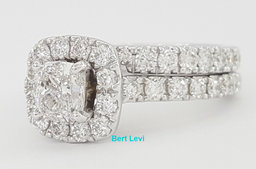 Neil Lane Cushion Diamond Halo Engagement Ring Set 14k W Gold 1.88 ct Rtl $7.4K
