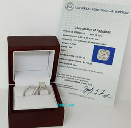 Princess & Round Cut Diamond Engagement Wedding Ring Set 1.8 ct Parade 18k